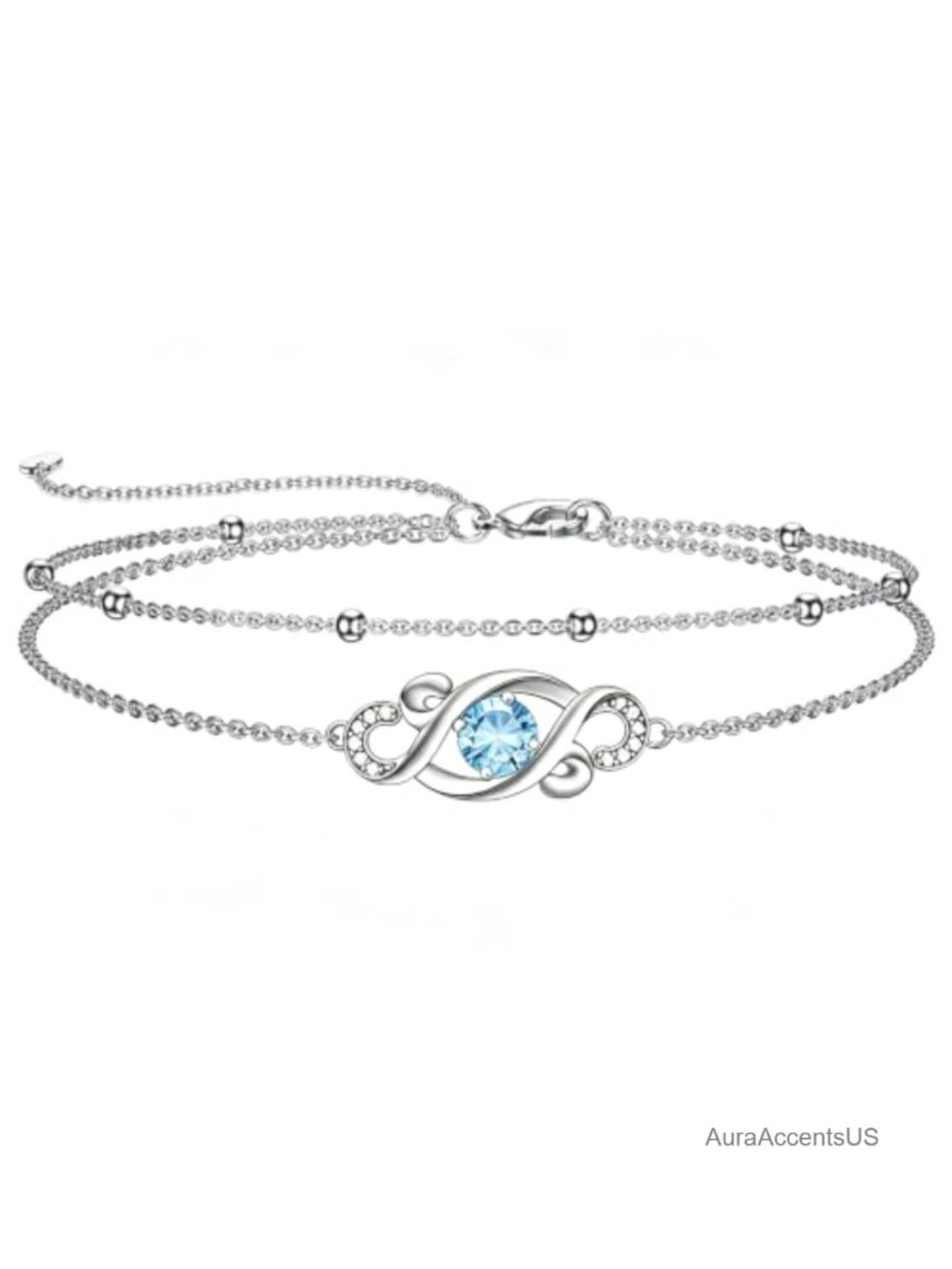 925 Sterling Silver Birthstone Infinity Bracelet Adjustable Topaz Jewelry